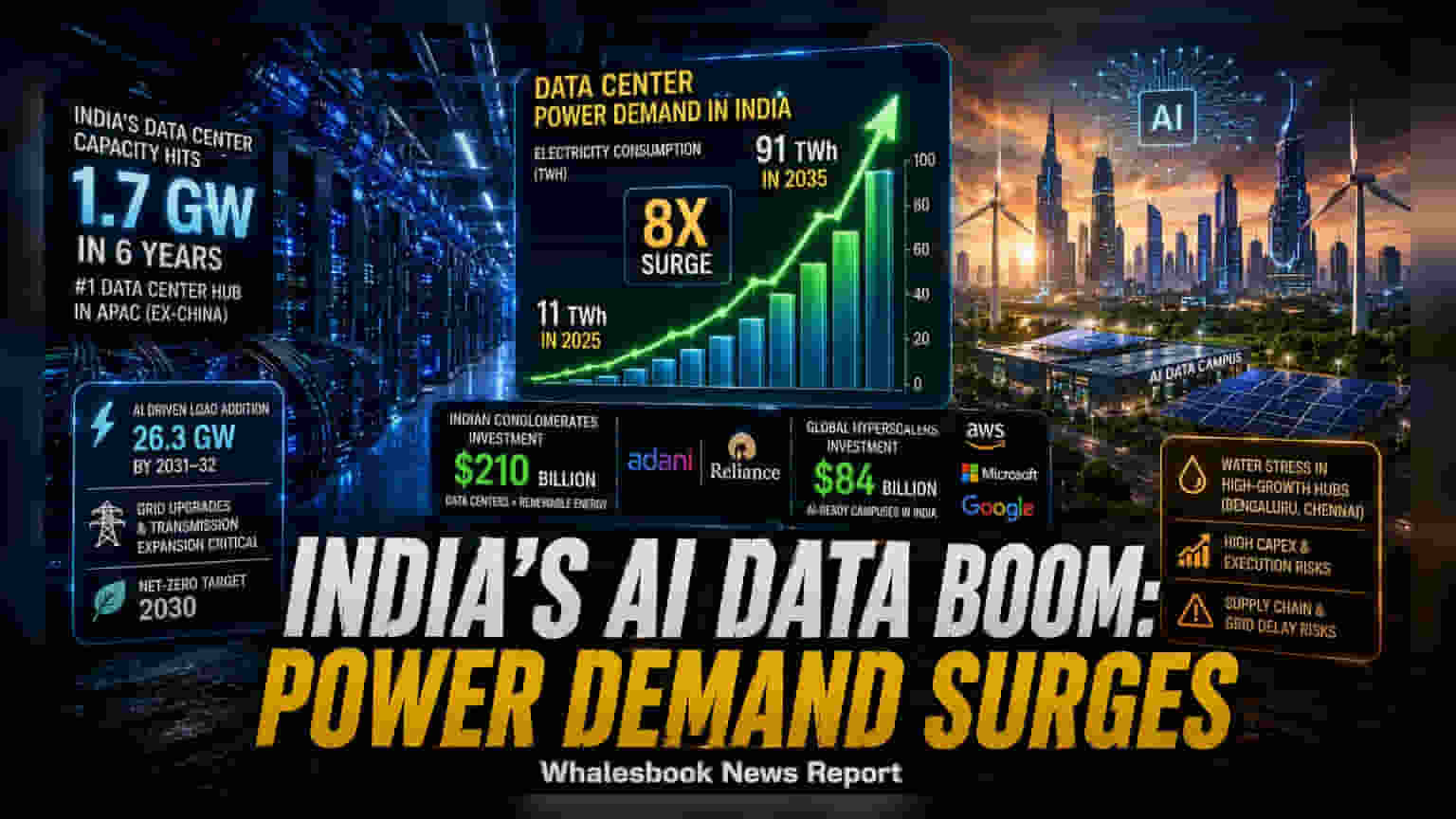 ભારતના ડેટા સેન્ટર ક્ષમતામાં 1.7GW નો આંકડો પાર; 2035 સુધીમાં વીજળીની માંગ 8 ગણી વધવાની શક્યતા