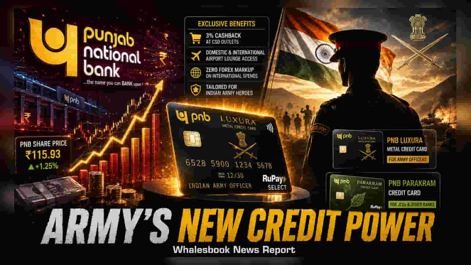 PNB Launches Exclusive Army Credit Cards; Stock at ₹115.93