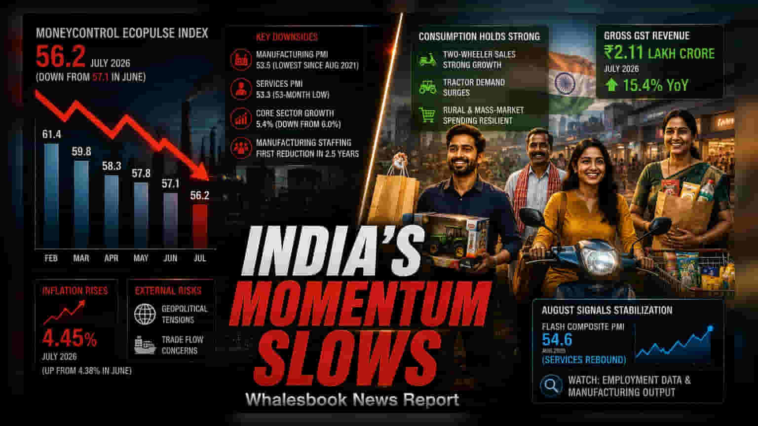 India Economy: जुलाई में रफ्तार धीमी, पर खपत मजबूत