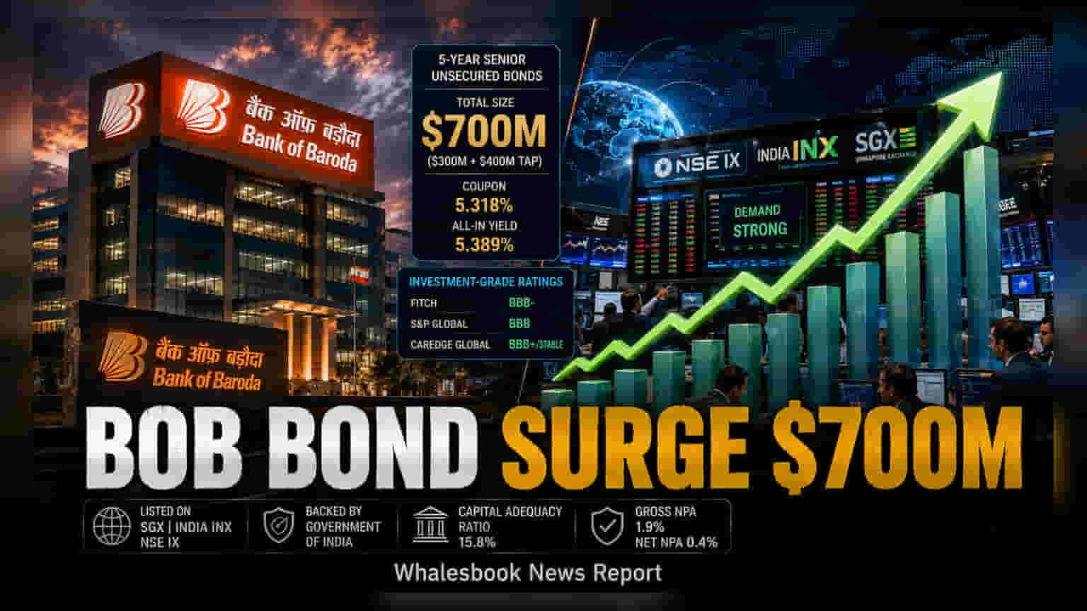 Bank of Baroda Raises $400 Million in Bond Tap Issuance
