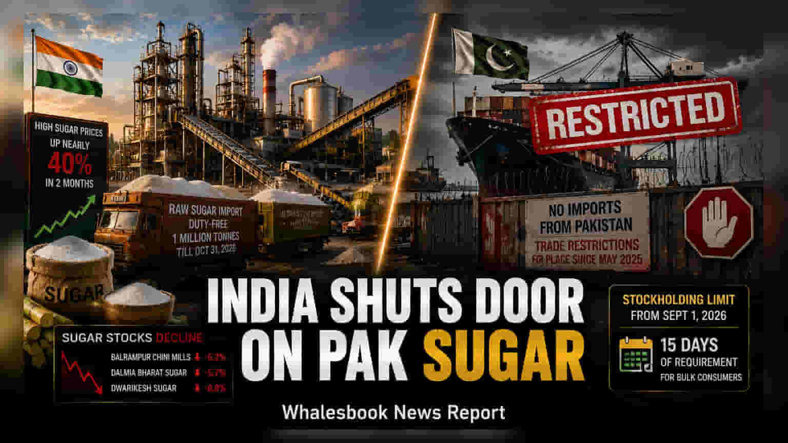 India Allows 1 Million Tonnes Sugar Import; Stocks Drop 7%