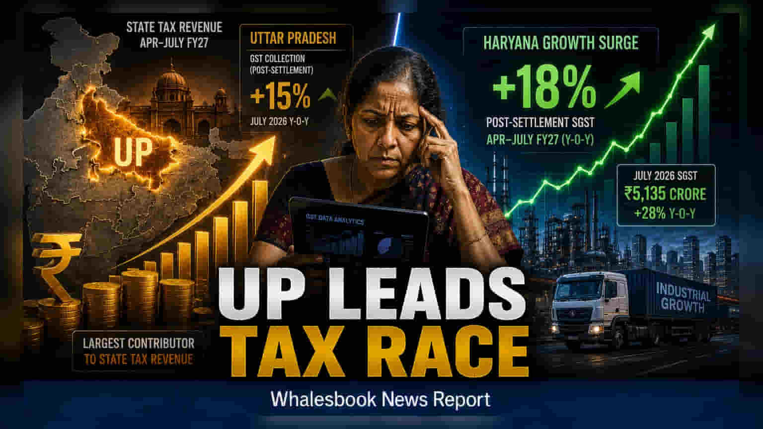 ਹਰਿਆਣਾ GST ਵਾਧੇ 'ਚ ਅੱਗੇ, ਯੂਪੀ ਟੈਕਸ ਵਸੂਲੀ 'ਚ ਸਿਖਰ 'ਤੇ