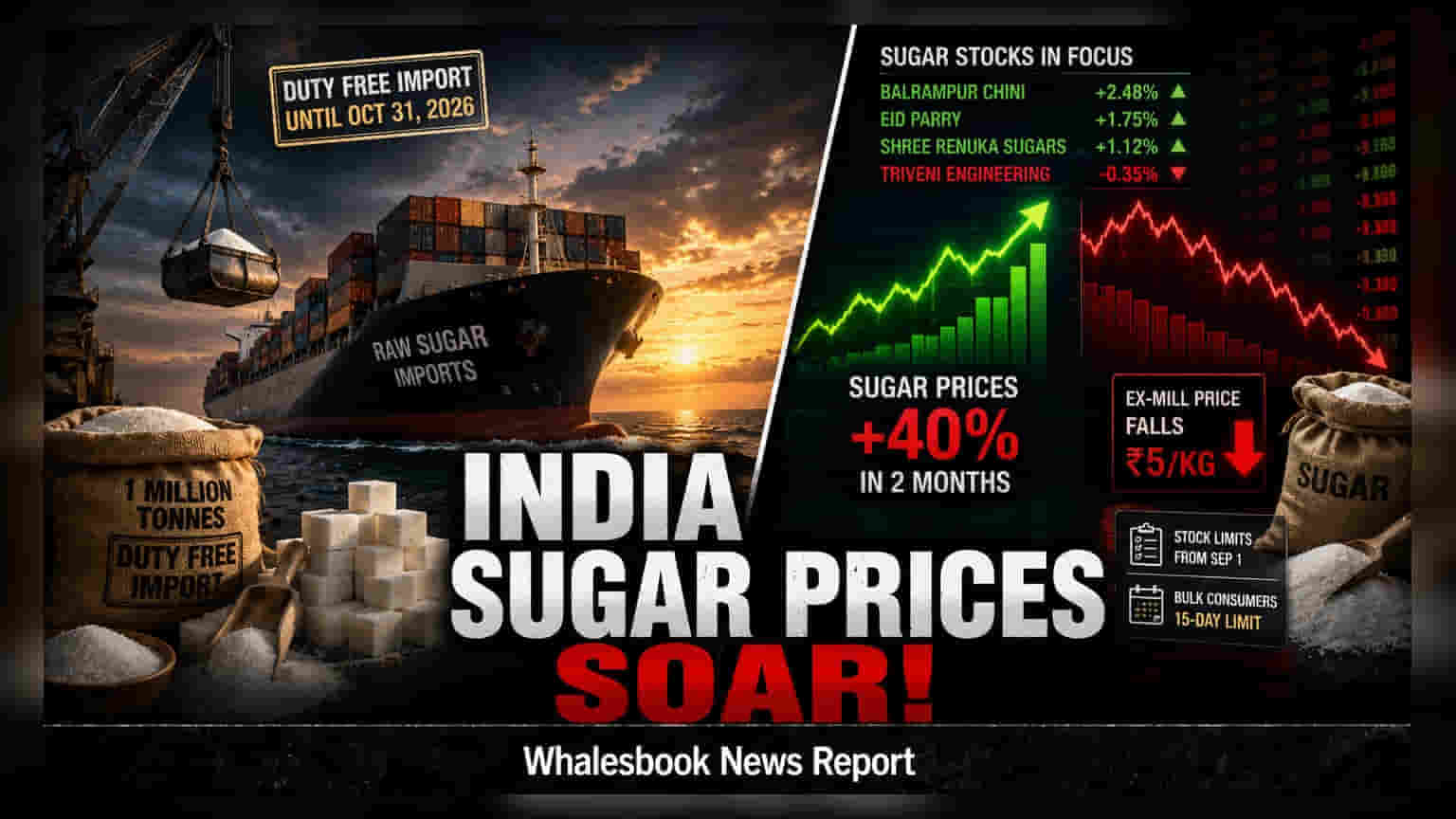 ખાંડના ભાવ વધારા પર લગામ! સરકારે મંજૂરી આપી Duty-Free Sugar Imports