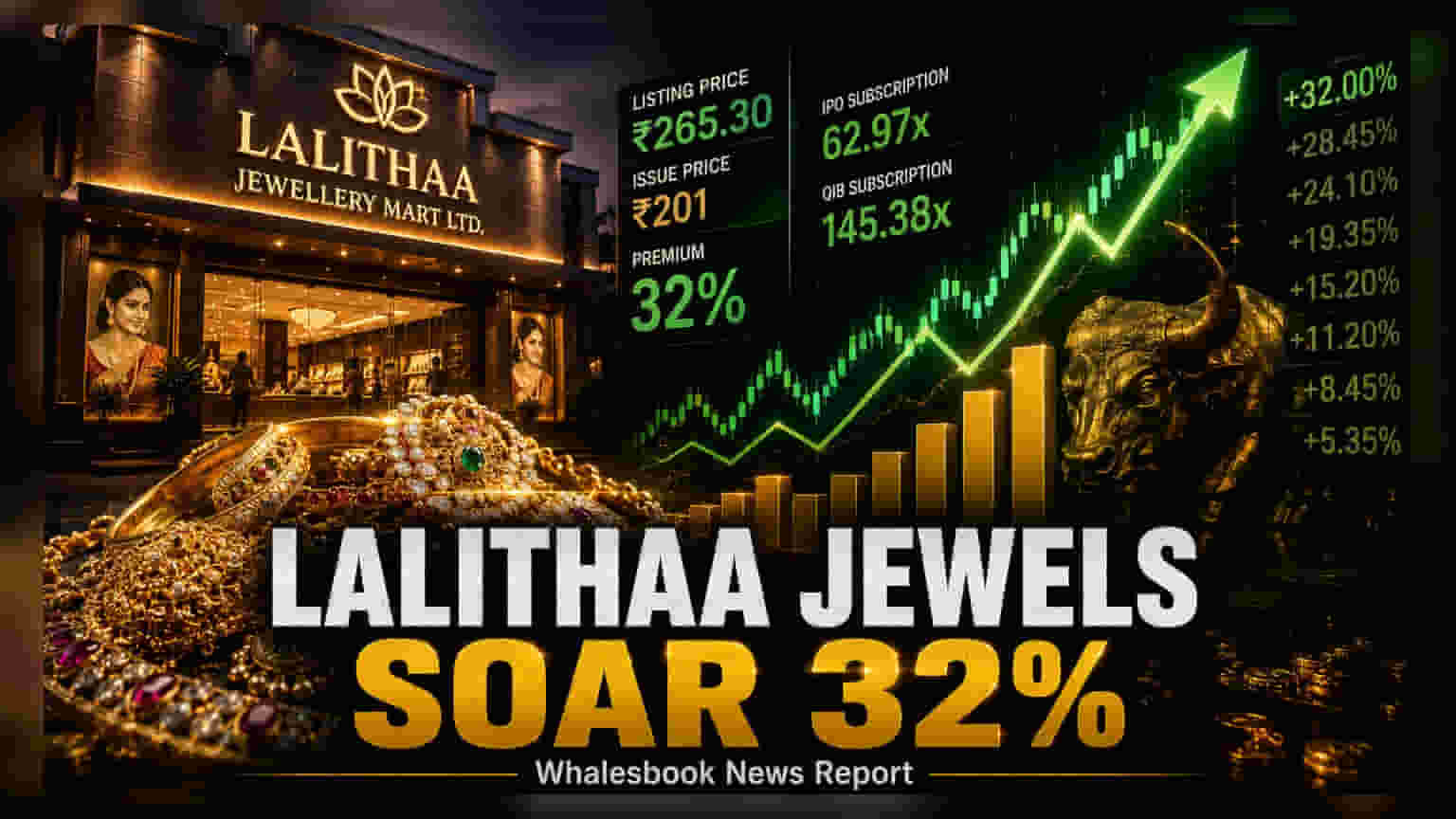 లలితా జ్యువెలరీ IPO: లిస్టింగ్ రోజునే **32%** లాభం.. షేర్ ధర **₹265** వద్ద ప్రారంభం!
