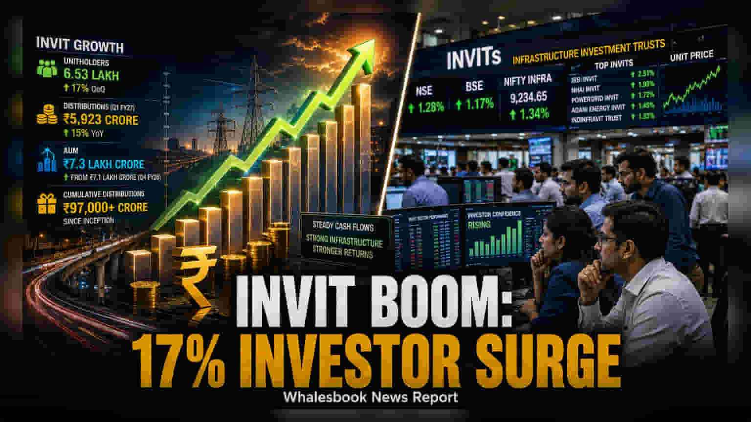 Indian InvITs: રોકાણકારોની સંખ્યામાં **17%** નો ઉછાળો, Q1 માં Payouts માં **15%** નો વધારો