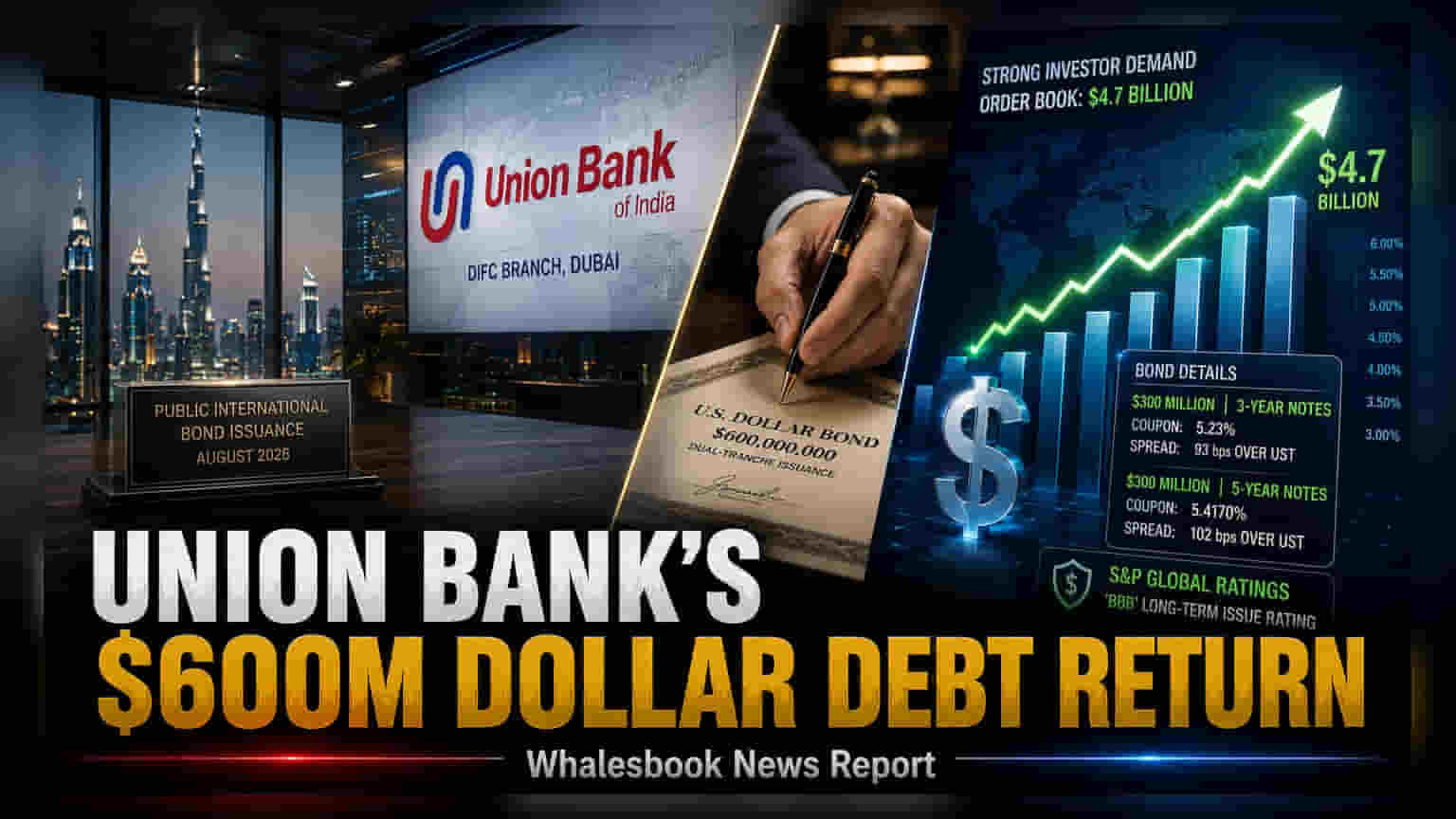 Union Bank of India: तब्बल १२ वर्षांनंतर डॉलर बॉण्डची विक्री, ₹4,950 कोटींचा निधी उभारला