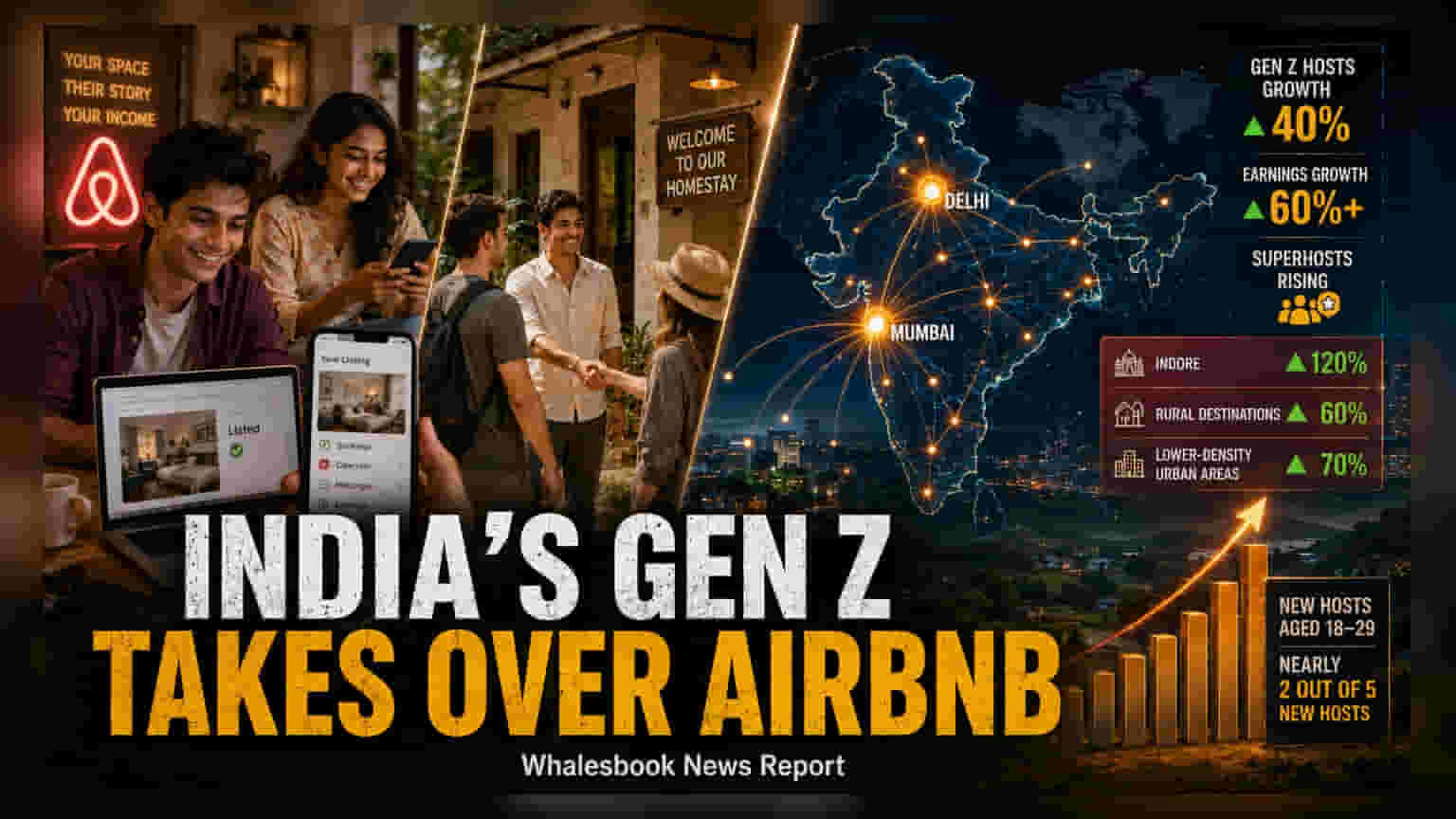 Airbnb India: मेट्रो शहरों से बाहर फैला जाल, Gen Z होस्ट्स में **40%** की बंपर बढ़ोतरी
