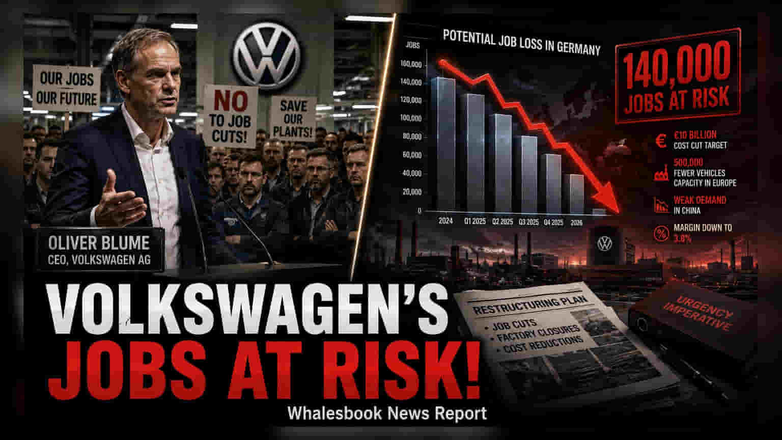 Volkswagen: 1,40,000 ஊழியர்களுக்கு வேலை ஆபத்து? நிர்வாகத்திற்கு எதிராக தொழிலாளர்கள் போராட்டம்!
