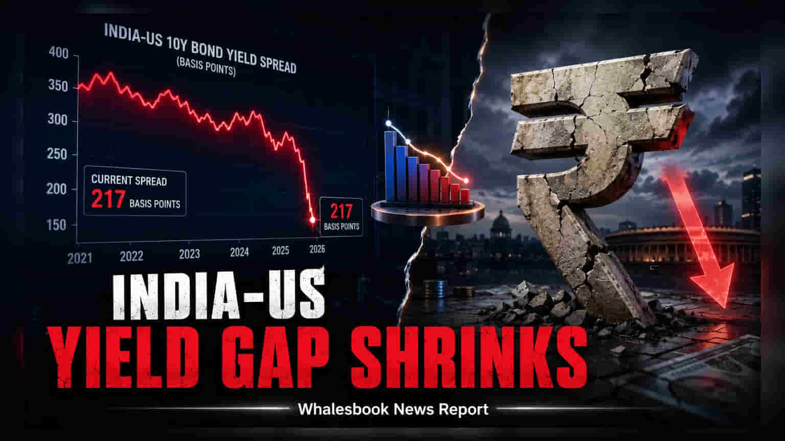India-US Bond Yield Gap: ઐતિહાસિક નીચલા સ્તરે પહોંચ્યો તફાવત, રૂપિયા પર દબાણ