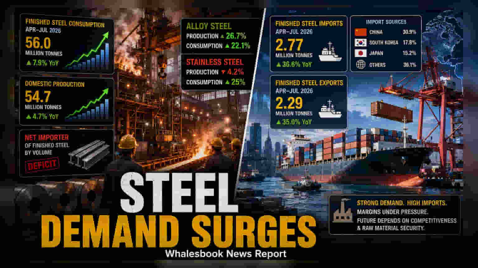 India Steel Demand Outpaces Production in April-July 2026