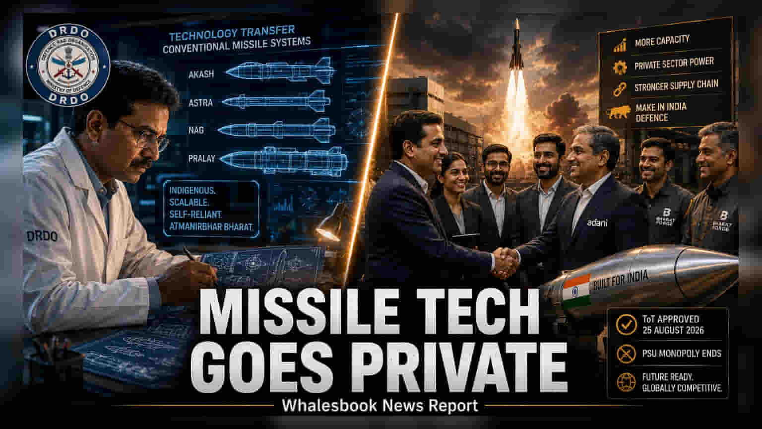 DRDO મિસાઈલ ટેકનોલોજી ખાનગી ક્ષેત્ર માટે ખુલ્લી: સરકારી કંપનીઓની ઈજારો ખતમ