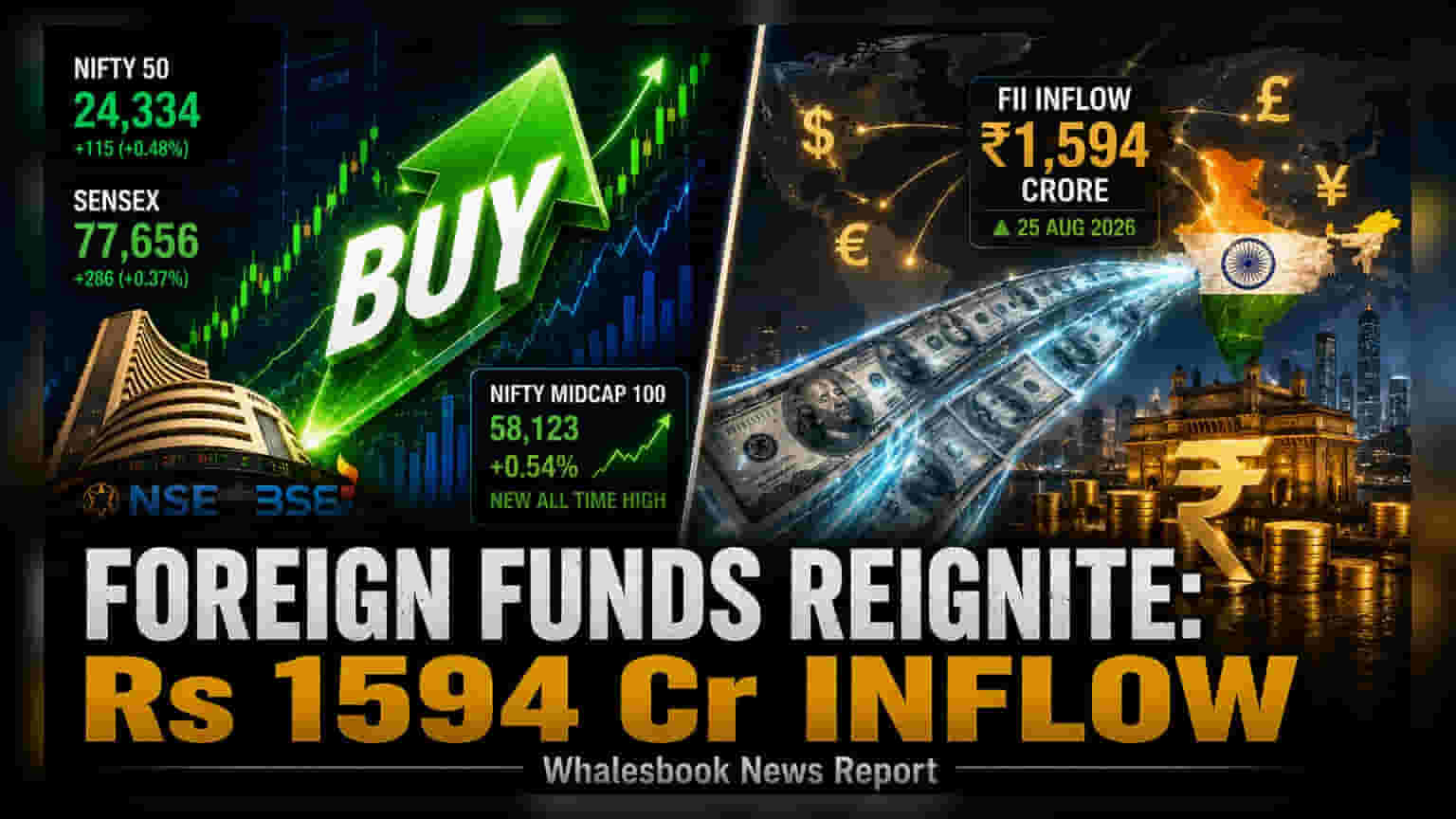 FIIs Inject Rs 1,594 Cr Into Indian Equities As Markets Rally
