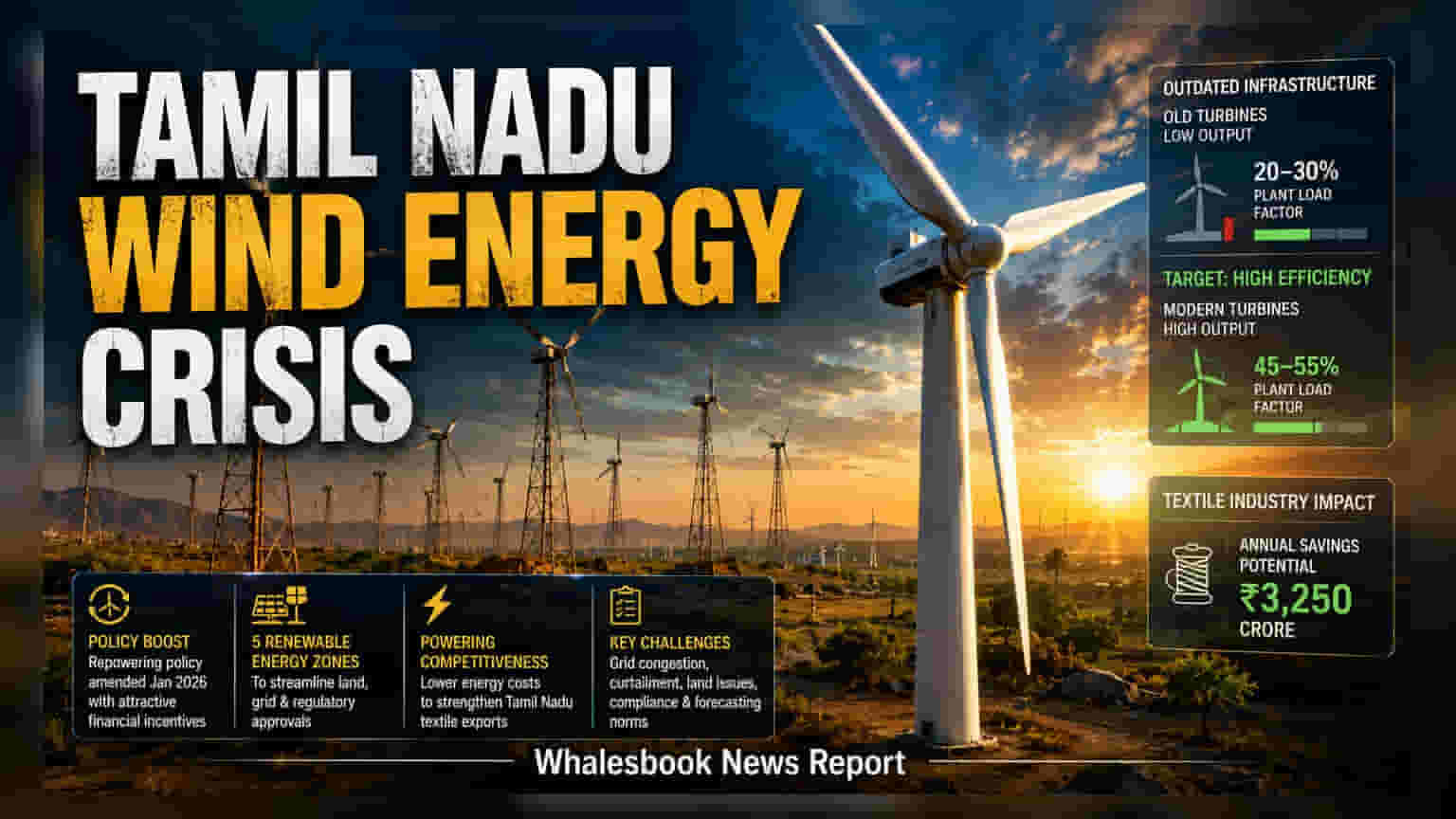 Tamil Nadu Wind Energy Policy: ਪਾਵਰ ਖਰਚੇ ਘਟਾਉਣ ਲਈ ਵੱਡਾ ਬਦਲਾਅ, ਟੈਕਸਟਾਈਲ ਸੈਕਟਰ ਨੂੰ ਮਿਲੇਗੀ ਰਾਹਤ
