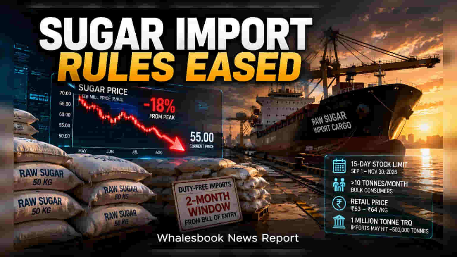 Sugar Sector News: चीनी आयात के नियमों में सरकार की ढील, लेकिन क्या रिफाइनर्स की बढ़ेगी मुश्किलें?