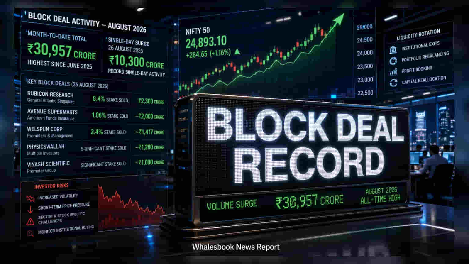 Indian Block Deals: अगस्त में ब्लॉक डील्स का बना रिकॉर्ड, ₹30,957 करोड़ की हुई हलचल