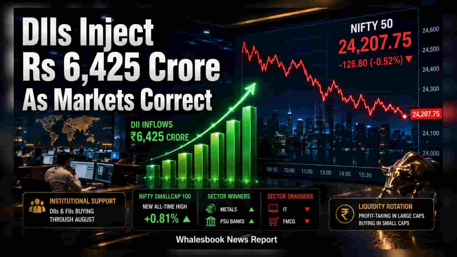 Nifty 50 Dips 126 Points; Institutional Buying Stays Strong
