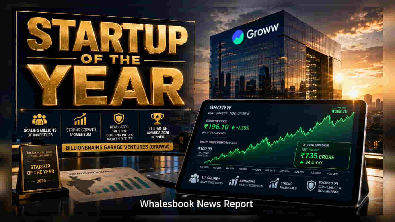 Groww: स्टार्टअप ऑफ द इयरचा बहुमान, कंपनीचा नफा **94%** नी वधारला