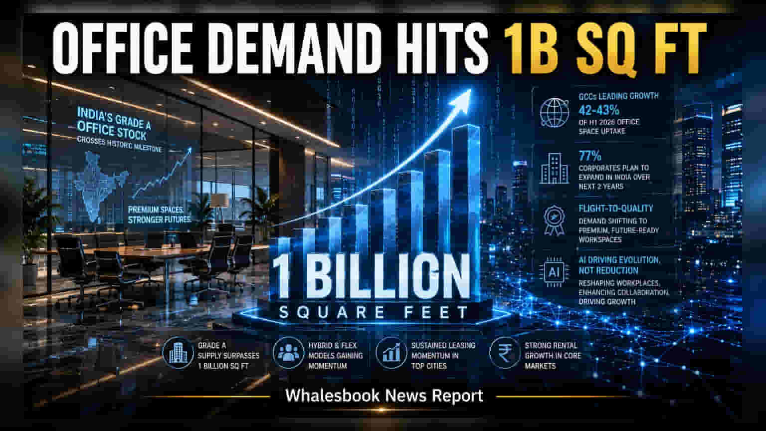 India Office Demand Holds Steady Amid AI Shift; Hits 1 Billion Sq Ft