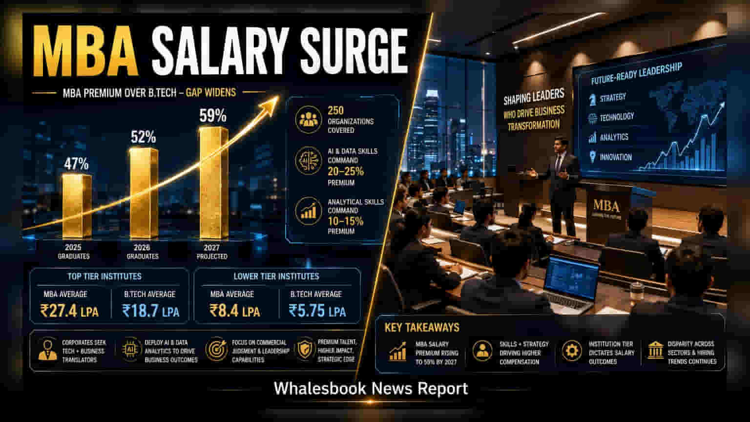 MBA Salary Premium Over Engineering to Reach 59% in 2027