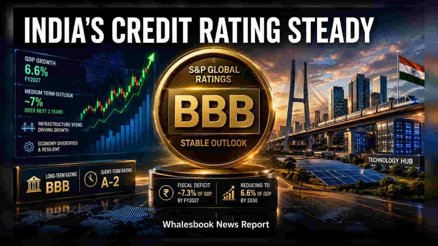 S&P Affirms India's 'BBB' Rating, Keeps Stable Outlook