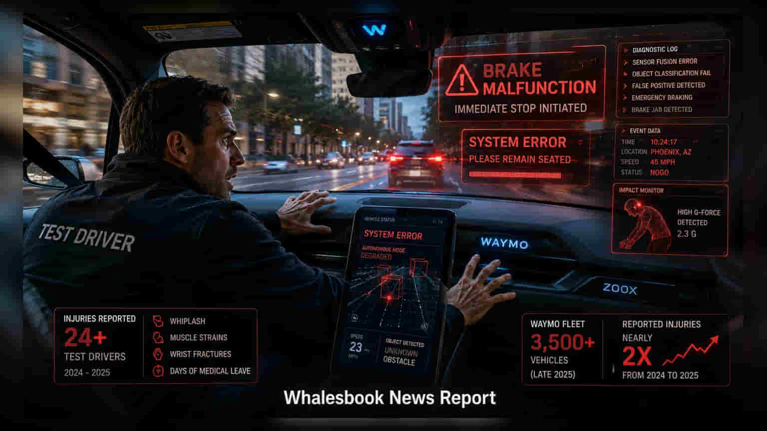 Robotaxi Scaling Hits Roadblock as Test Drivers Report Serious Injuries