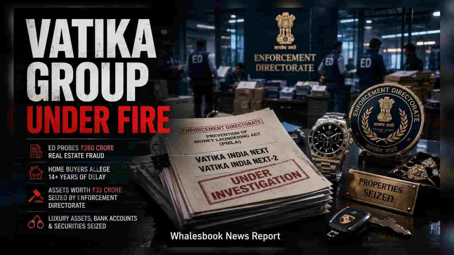 Vatika Group: **₹260 કરોડના** કૌભાંડમાં EDનો મોટો એક્શન, પ્રમોટર્સની **₹33 કરોડની** સંપત્તિ જપ્ત