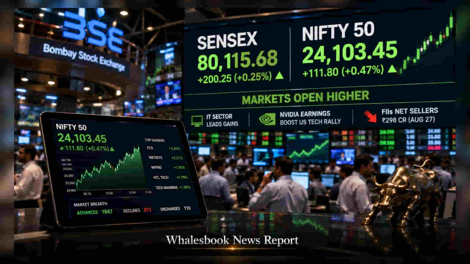 Sensex Rises 200 Points, Nifty Tops 24,100 Led by IT Surge
