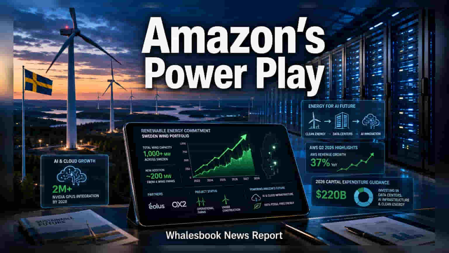 Amazon ની મોટી ચાલ: AI ડેટા સેન્ટર્સ માટે સ્વીડનમાં મેળવી **200MW** વિન્ડ પાવર
