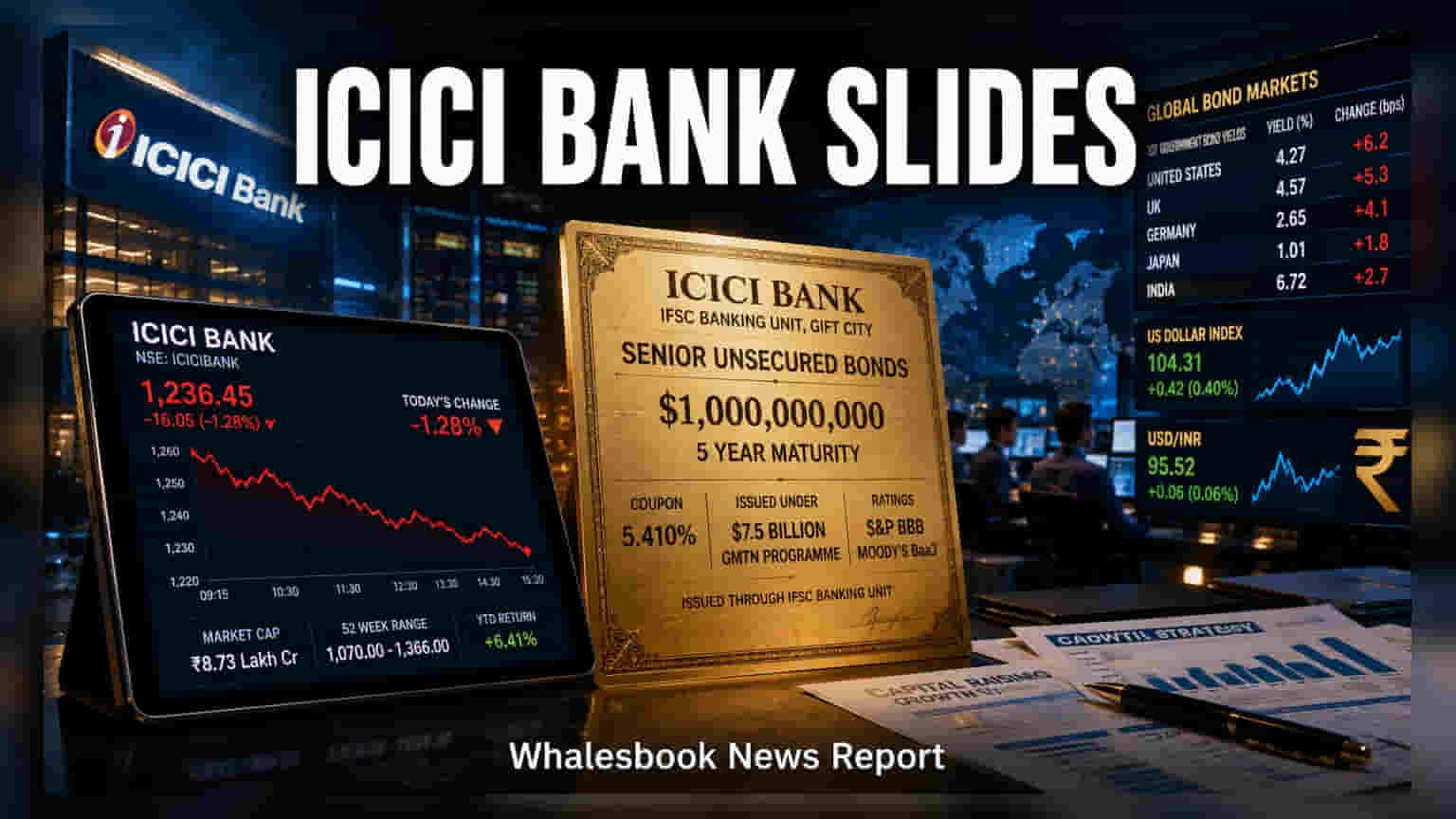 ICICI Bank Share: $1 બિલિયનના બોન્ડ ઇશ્યૂ અને નવા શેરની ફાળવણી બાદ શેરમાં **1.3%**નો ઘટાડો