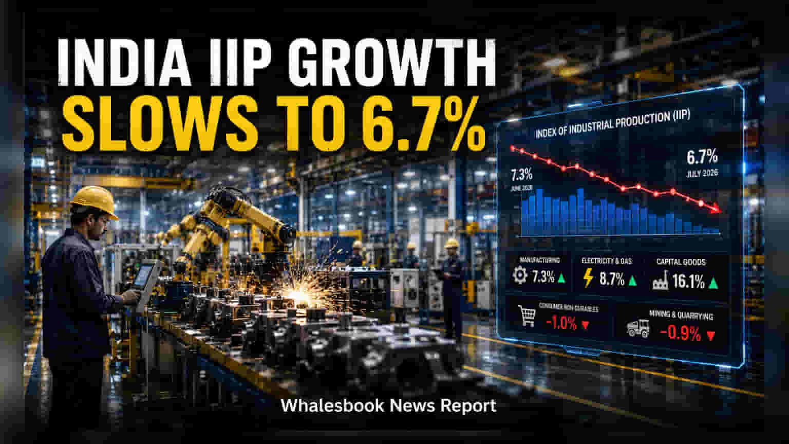 India’s Industrial Output Growth Eases to 6.7% in July