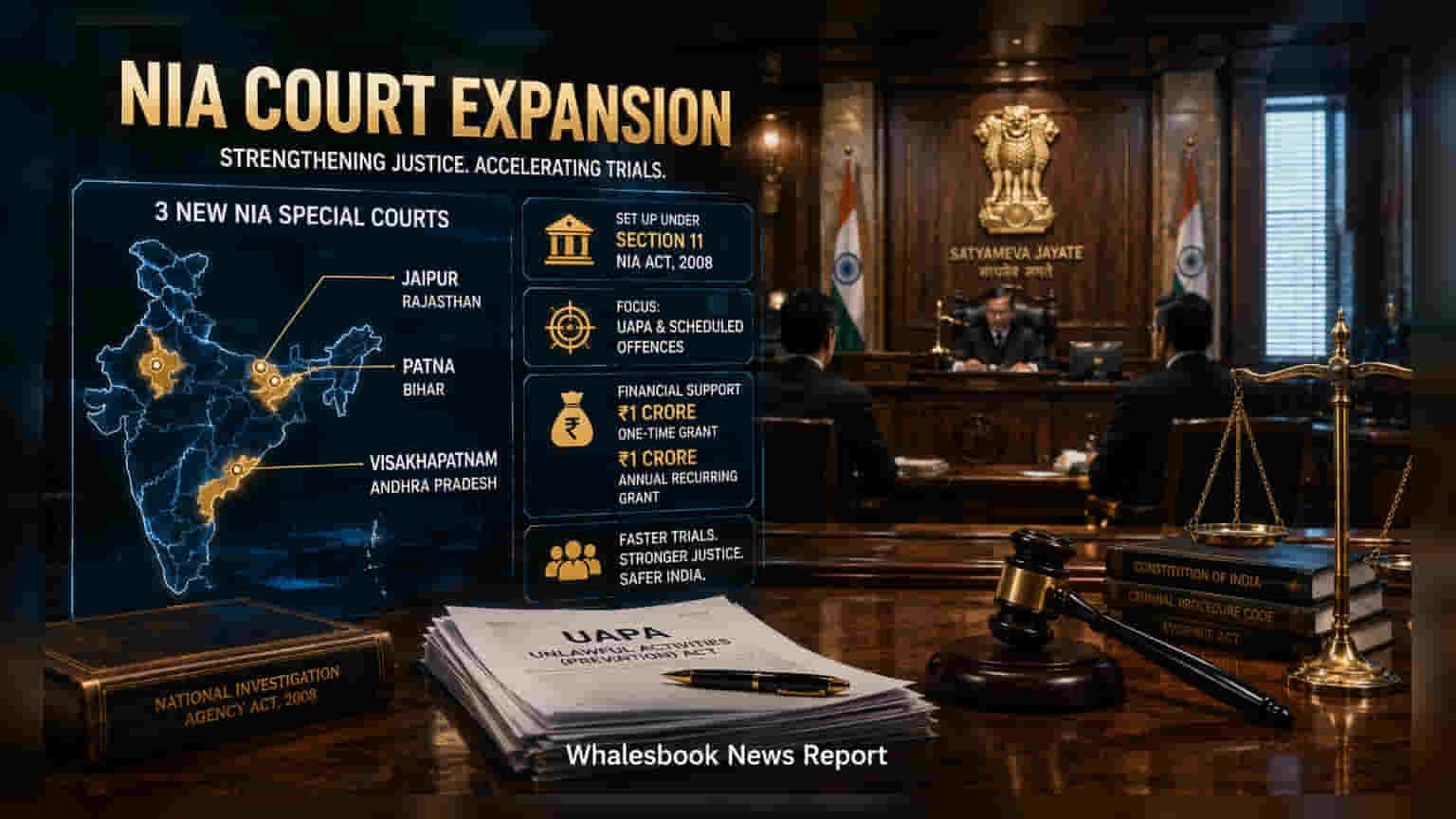 Government Sets Up New NIA Special Courts in Jaipur, Patna, and Visakhapatnam