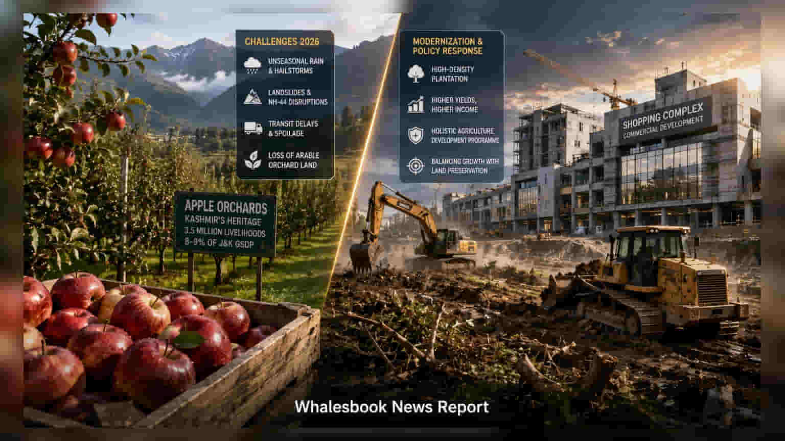 Kashmir Horticulture Economy: ਸੇਬਾਂ ਦੇ ਬਾਗਾਂ ਦੀ ਘਟਦੀ ਜ਼ਮੀਨ ਕਾਰਨ ਖੇਤੀ ਅਰਥਵਿਵਸਥਾ 'ਤੇ ਸੰਕਟ