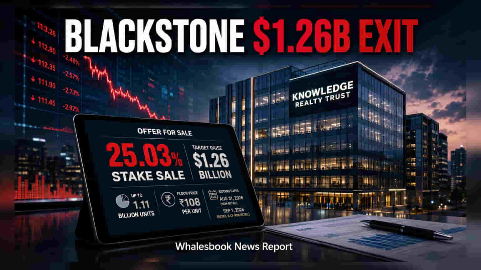 Knowledge Realty Trust: వాటాను తగ్గించుకోనున్న Blackstone.. ఏకంగా $1.26 బిలియన్ల సేల్!