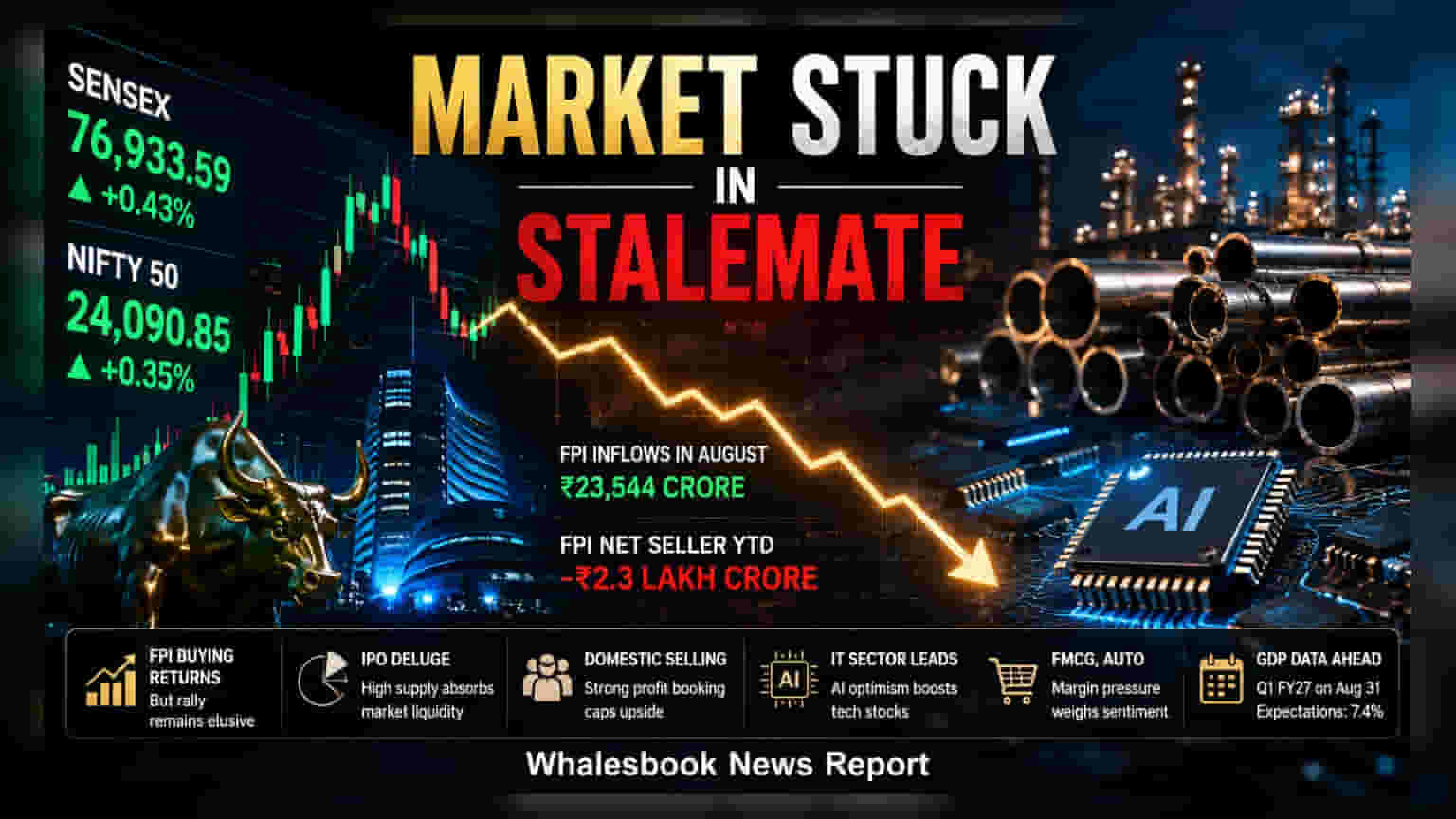 Indian Markets: ₹23,544 ਕਰੋੜ ਦੀ FPI ਖਰੀਦਦਾਰੀ ਦੇ ਬਾਵਜੂਦ ਵੀ ਮਾਰਕੀਟ 'ਚ ਕਿਉਂ ਨਹੀਂ ਆ ਰਿਹਾ ਉਛਾਲ?