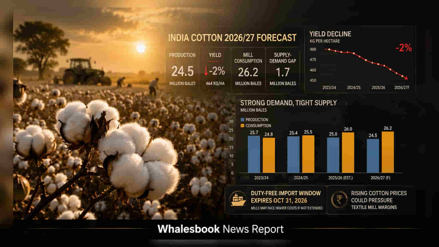 Cotton Market Update: भारत में कपास उत्पादन पर मंडराया संकट, टेक्सटाइल शेयरों पर बढ़ सकता है दबाव