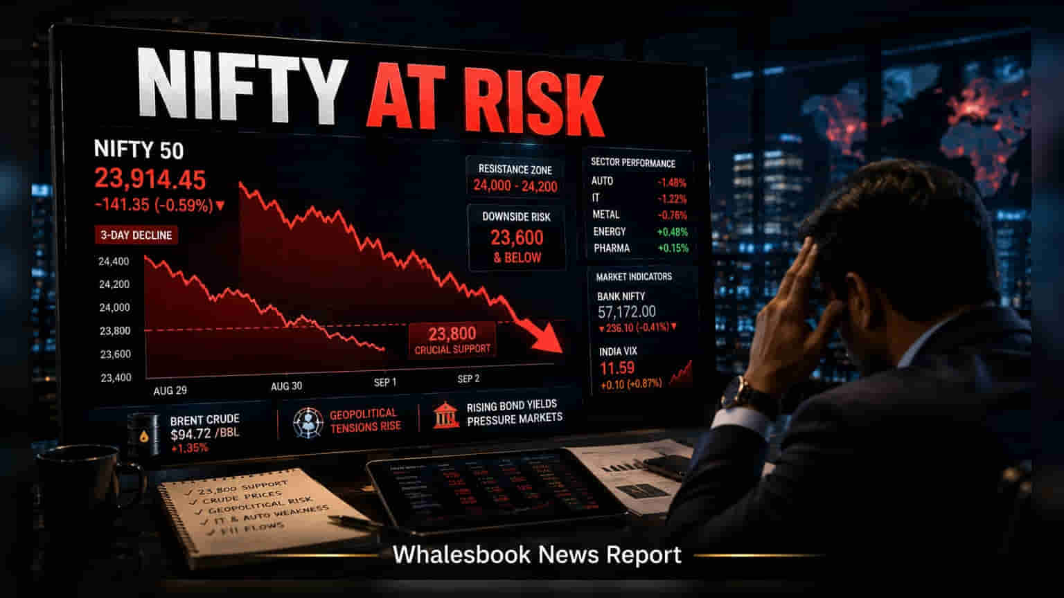 Nifty 50 Drops to 23,914; 23,800 Support in Focus