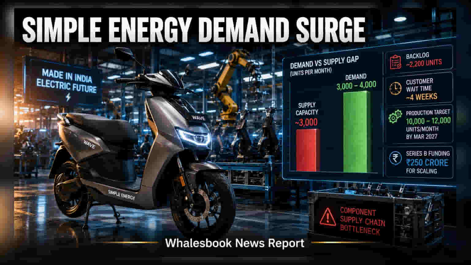 Simple Energy નું નવું 'Wave' સ્કૂટર લોન્ચ, પણ સપ્લાય ચેઈનની સમસ્યાઓ યથાવત