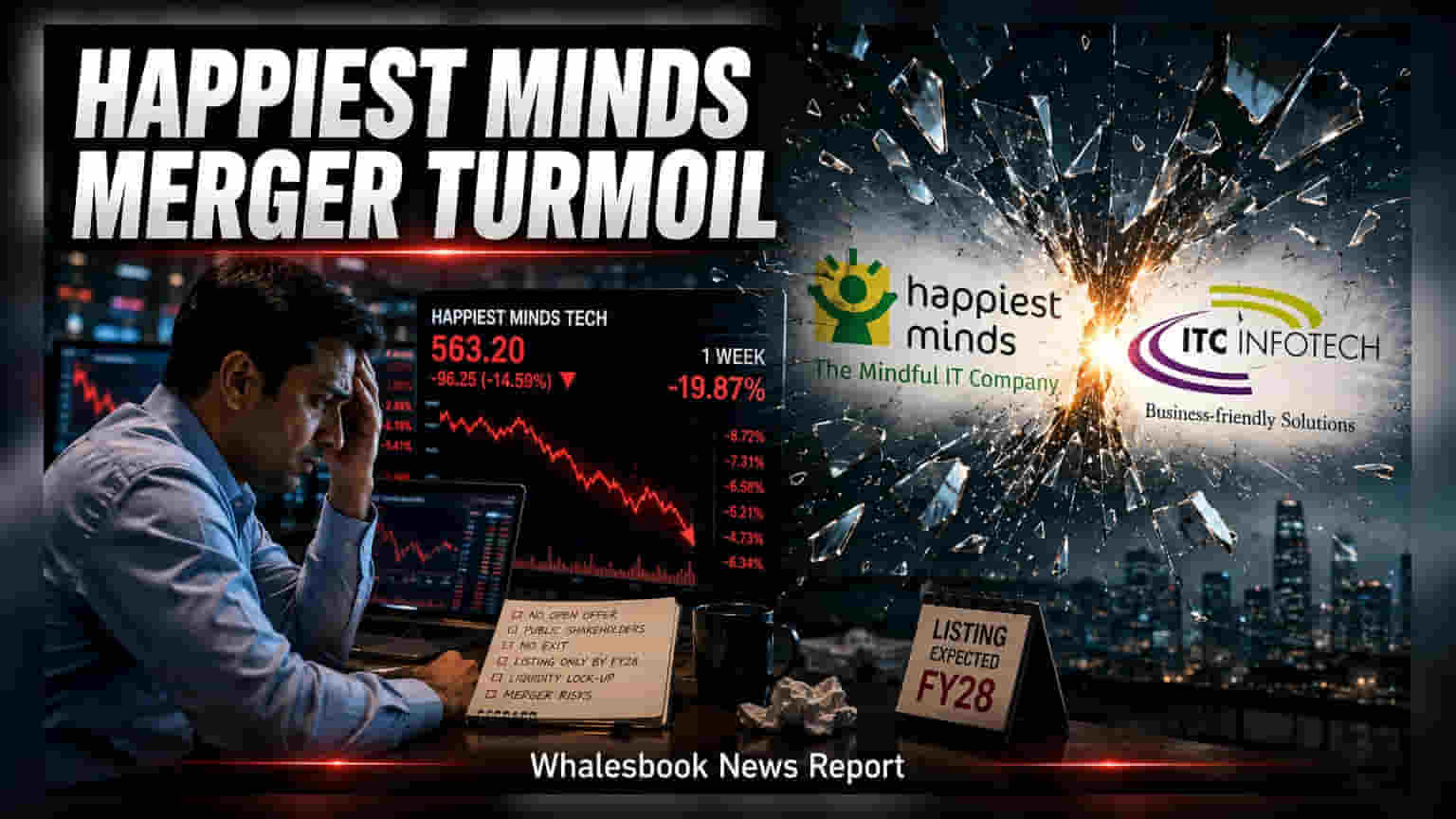 Happiest Minds Shares: ITC Infotech के साथ मर्जर पर फिसला शेयर, एक हफ्ते में **20%** की भारी गिरावट