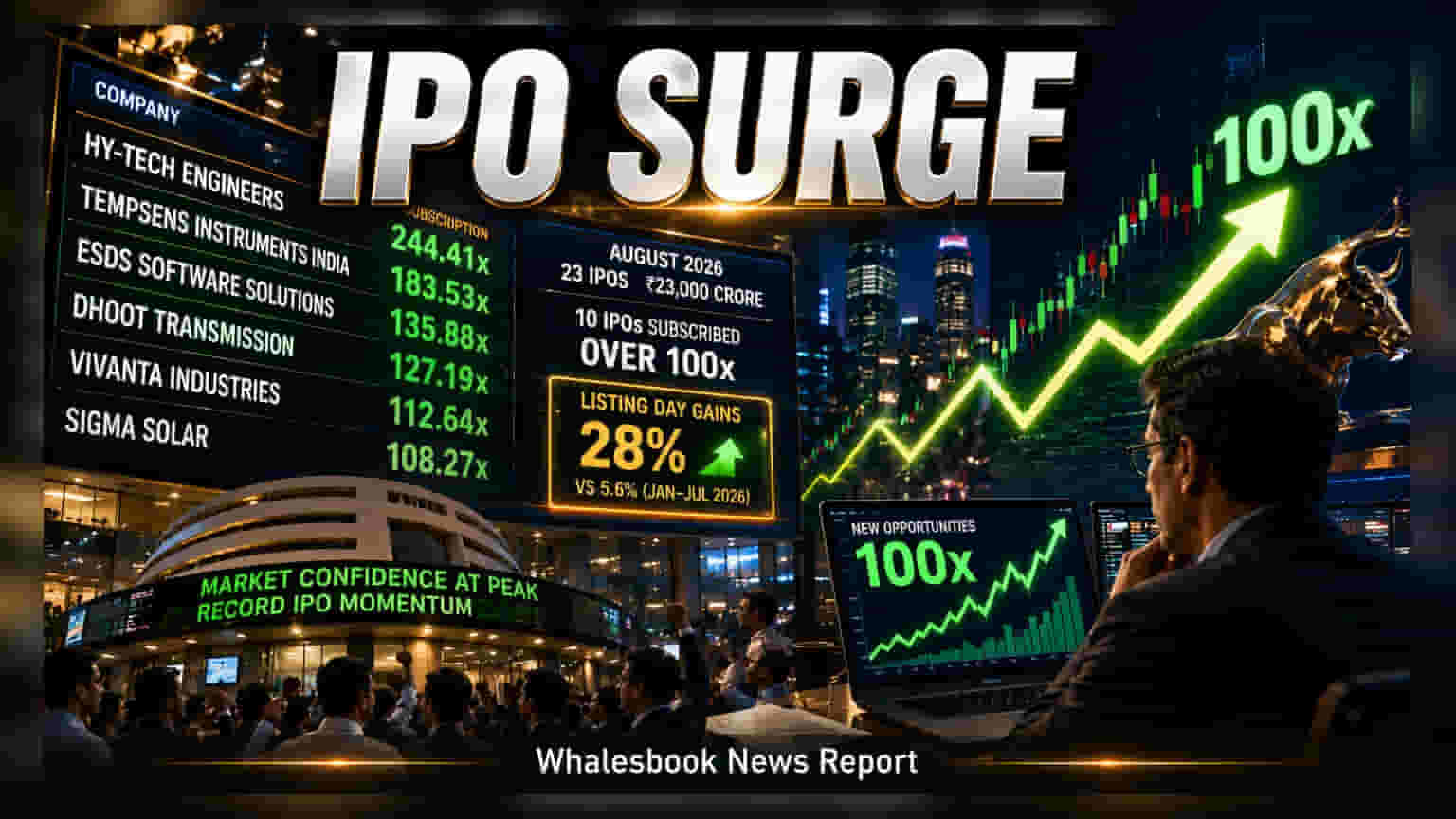 August IPO Frenzy: 10 Stocks Cross 100x Subscription as Listing Gains Hit 28%
