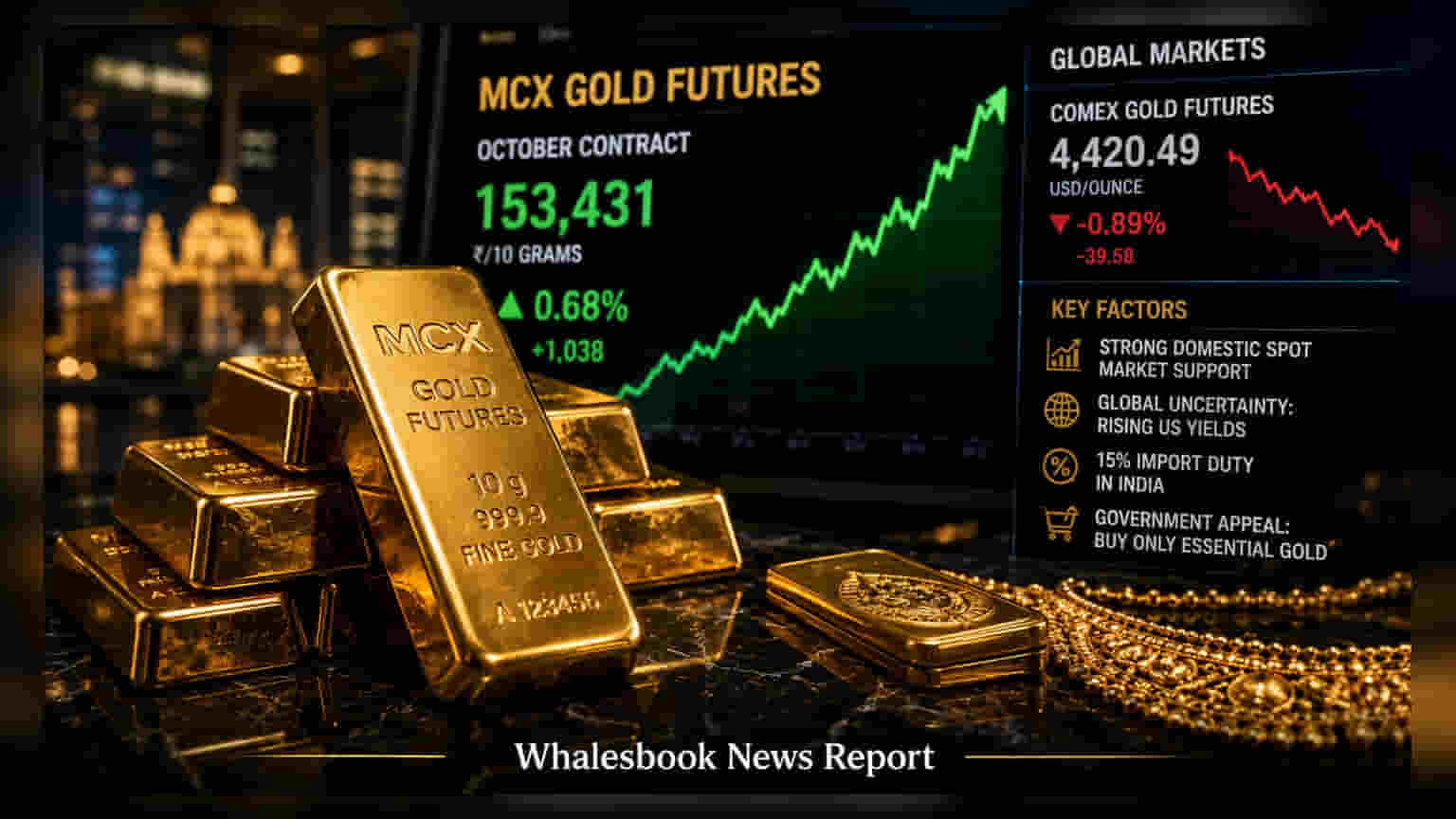 Gold Futures: વૈશ્વિક બજારમાં ઘટાડો છતાં ભારતમાં સોનું ચમક્યું, ભાવ પહોંચ્યા ₹153,431 પર
