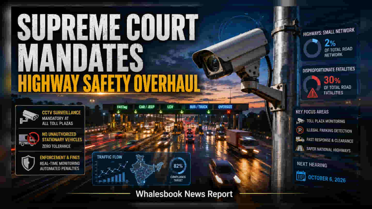 Supreme Court નો આદેશ: હાઈવે પર અકસ્માતો રોકવા ટોલ પ્લાઝા પર CCTV ફરજિયાત