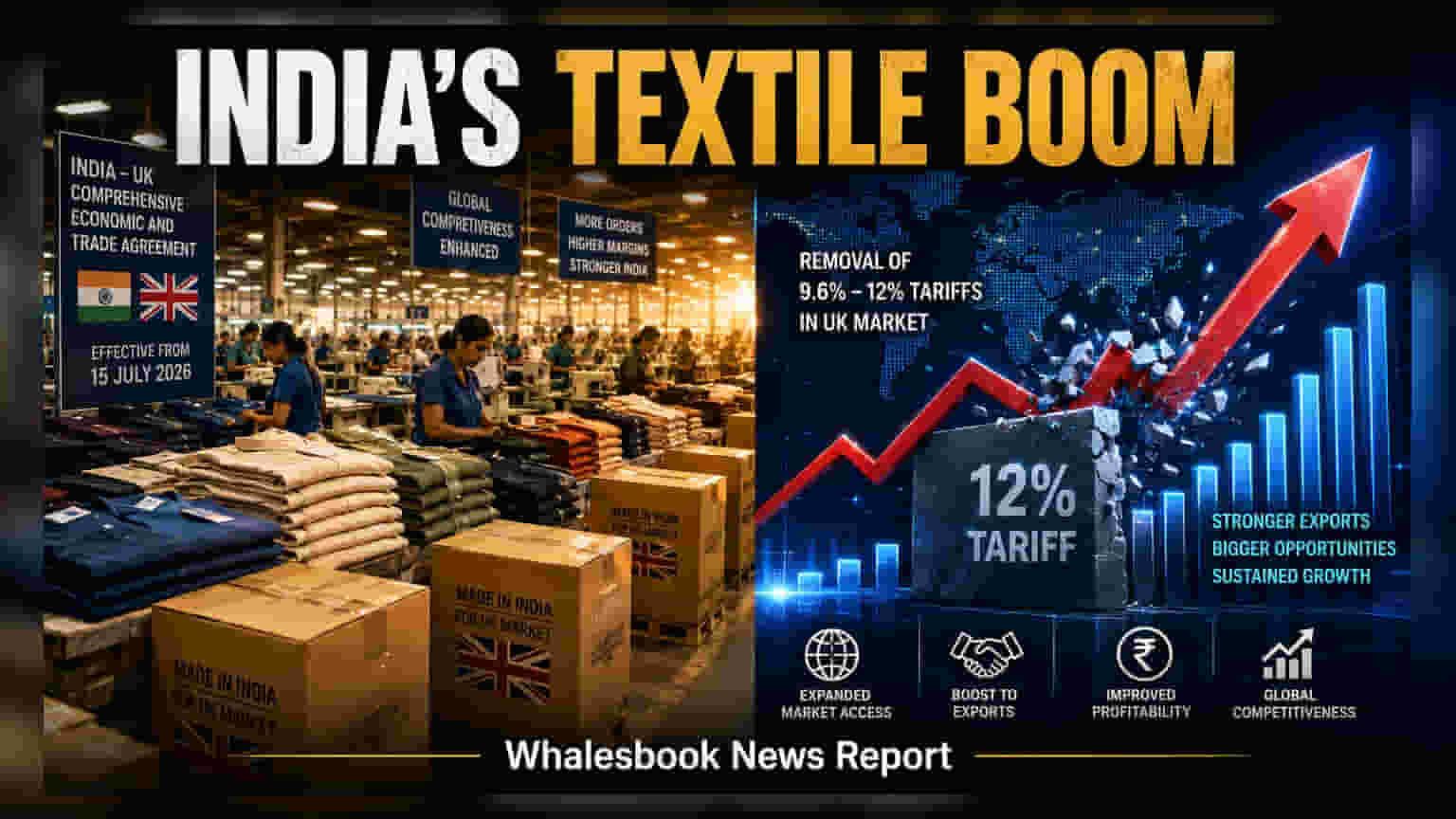 India-UK Trade Pact: ટેક્સટાઈલ સેક્ટર માટે મોટા સમાચાર, ટેરિફમાં **12%** નો ઘટાડો થતાં નિકાસકારોને થશે ફાયદો