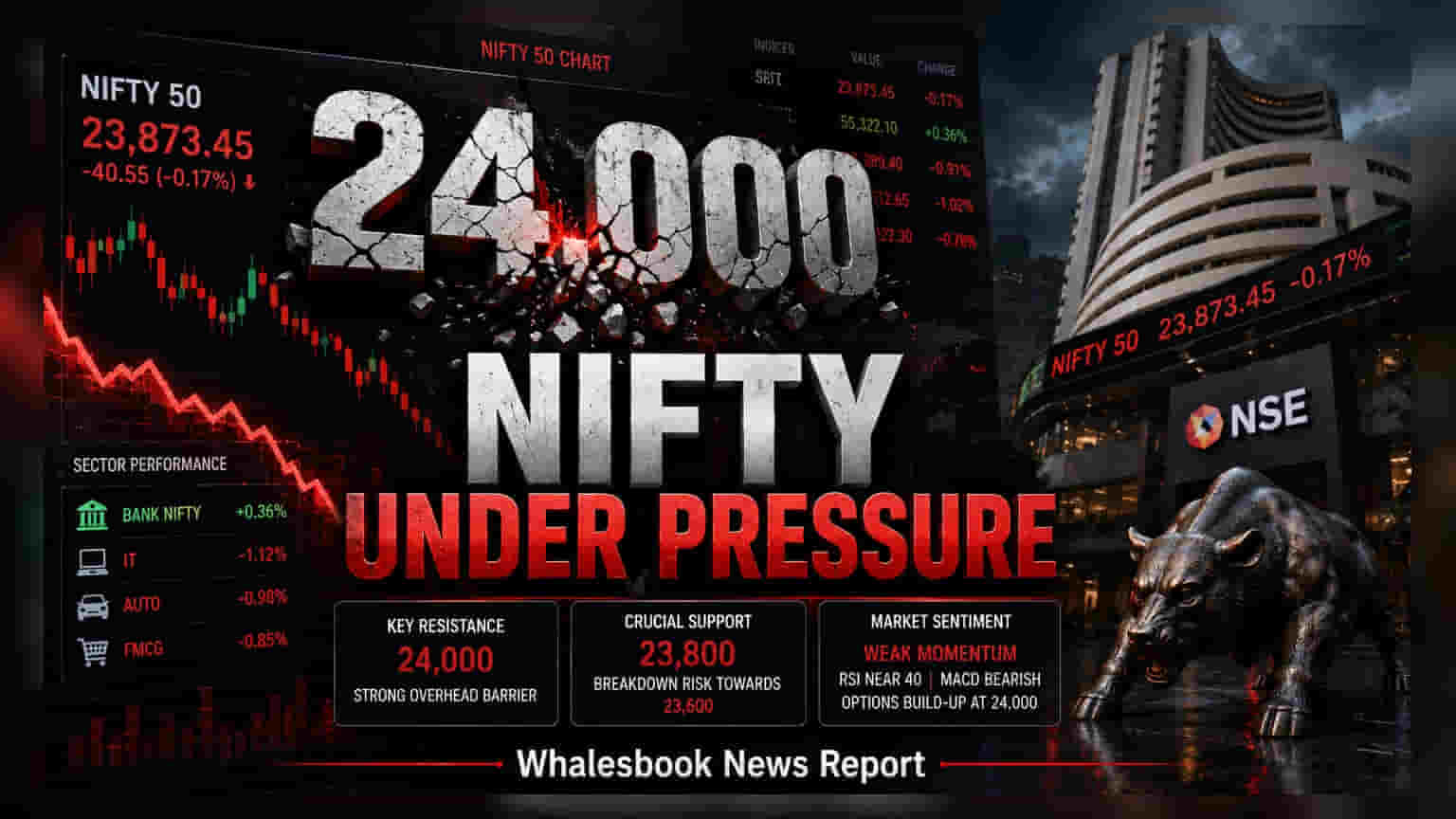 Nifty 50 ਦਾ 24,000 'ਤੇ ਦਮ ਟੁੱਟਿਆ; Bank Nifty ਨੇ ਦਿਖਾਈ ਮਜ਼ਬੂਤੀ