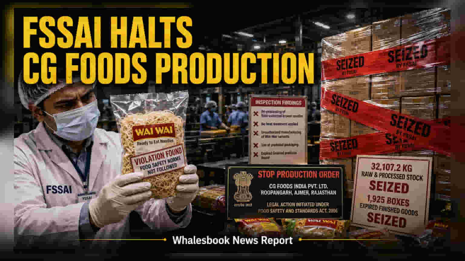 CG Foods: FSSAI चा दणका! 'Wai-Wai' नूडल्स फॅक्टरीवर बंदी, ३२ हजार किलो माल जप्त