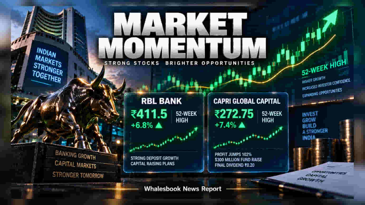RBL Bank आणि Capri Global ची मोठी झेप! ५२-आठवड्यांच्या उच्चांकावर शेअर्स