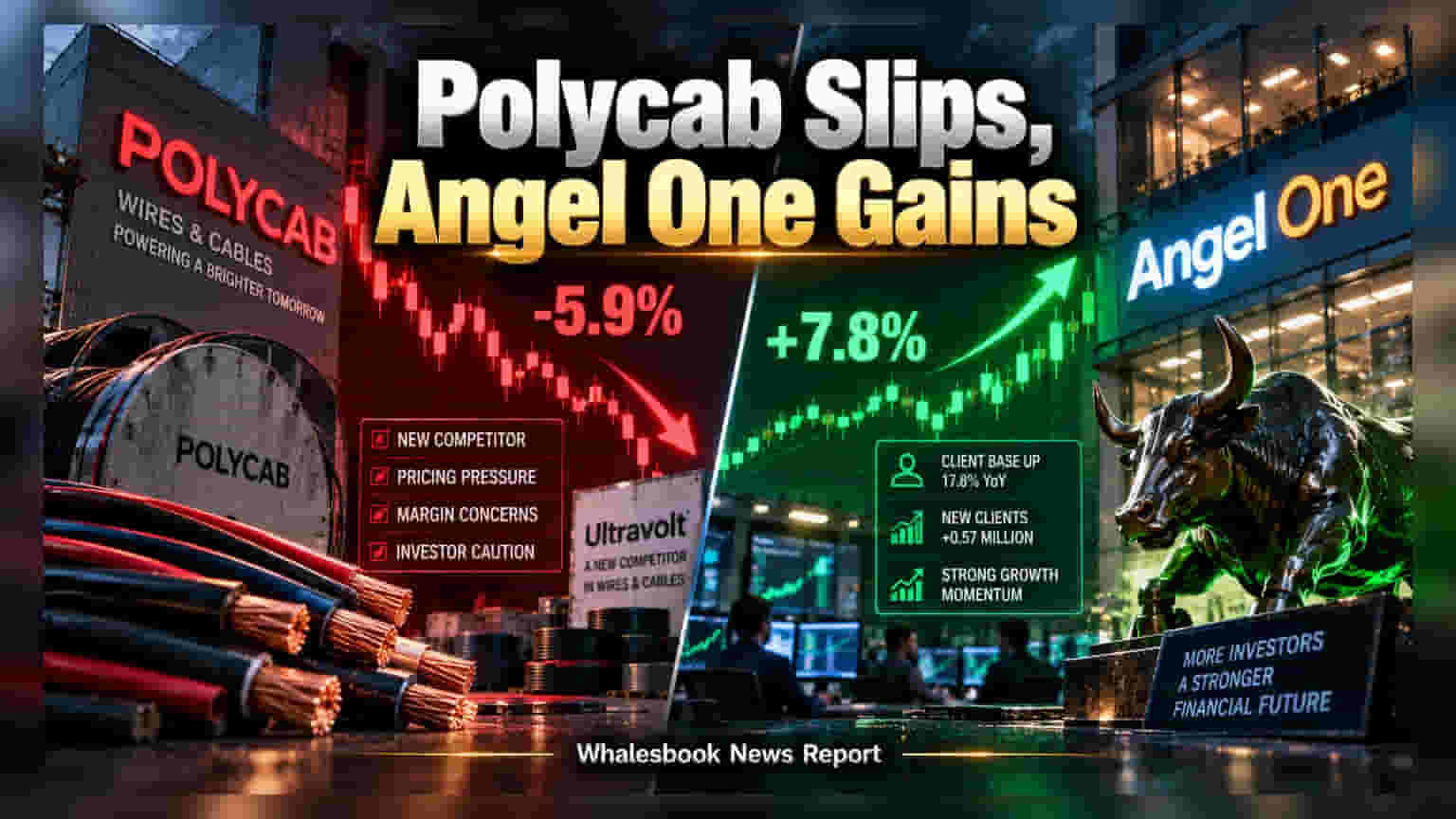 Polycab आणि Angel One शेअर: एकाची घसरण तर दुसऱ्याची भरारी; जाणून घ्या मार्केटचा सविस्तर रिपोर्ट