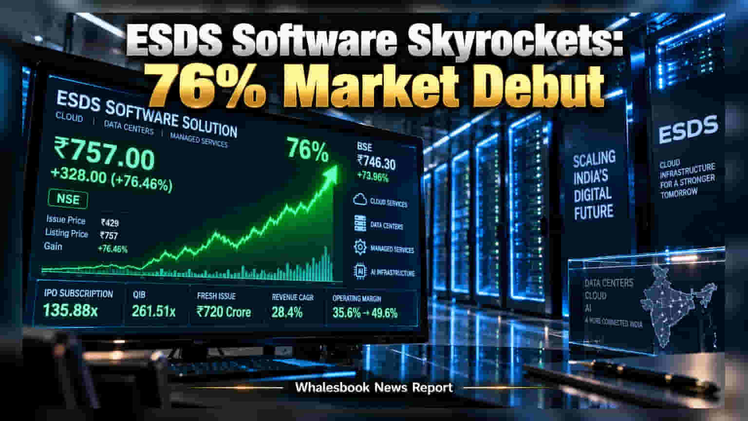 ESDS Software Listing: गुंतवणूकदारांची दिवाळी! शेअरची **76%** भरघोस कमाईसह दणक्यात एन्ट्री