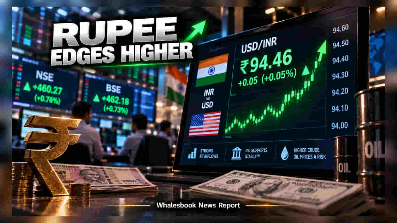 Indian Rupee: रुपयाची सलग पाचव्या दिवशी मजल, पण कच्च्या तेलाच्या किमतींमुळे चिंतेचे सावट
