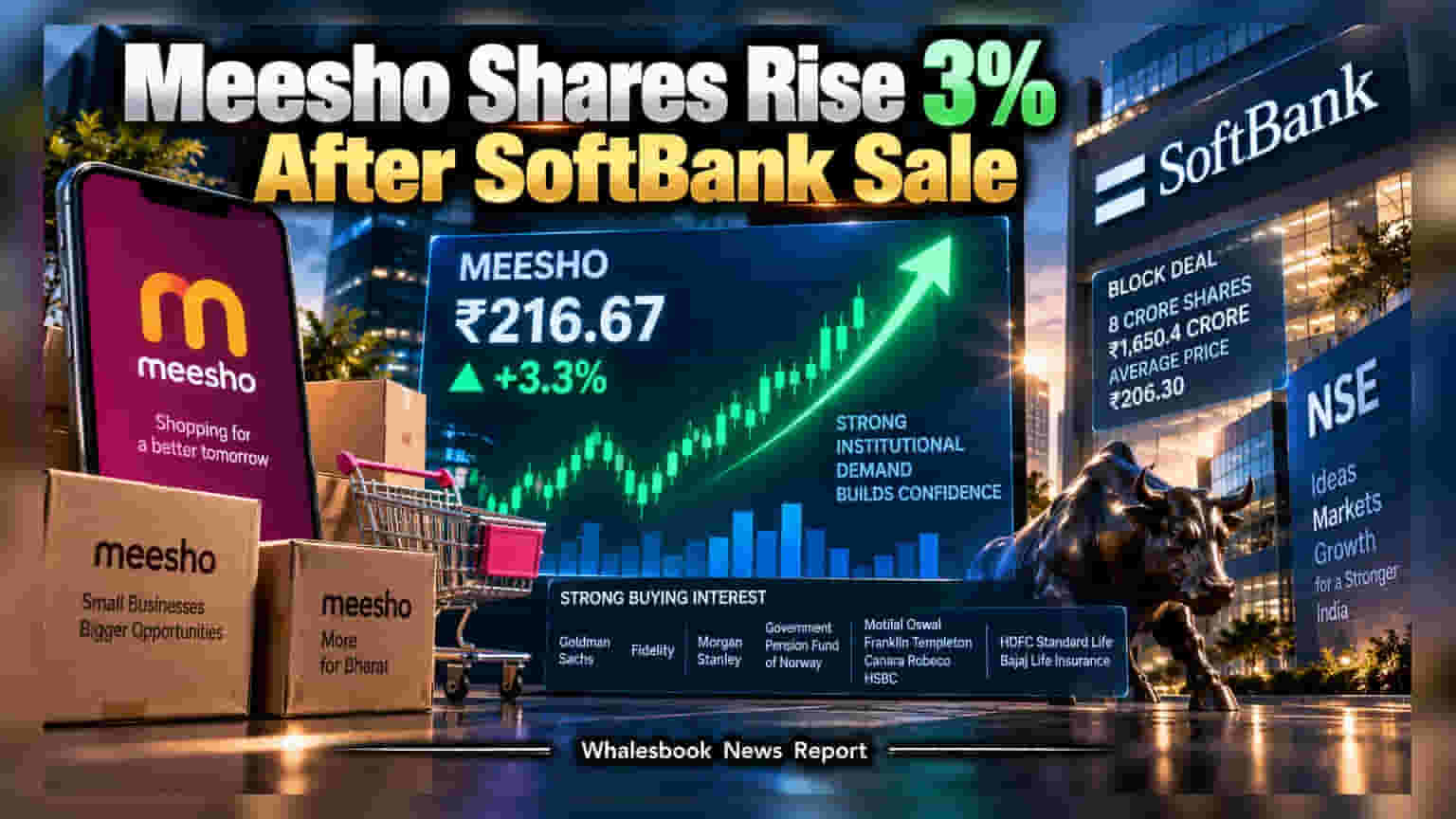 Meesho Share: SoftBank की ₹1,650 करोड़ की बिकवाली के बाद भी शेयर में 3% की तूफानी तेजी
