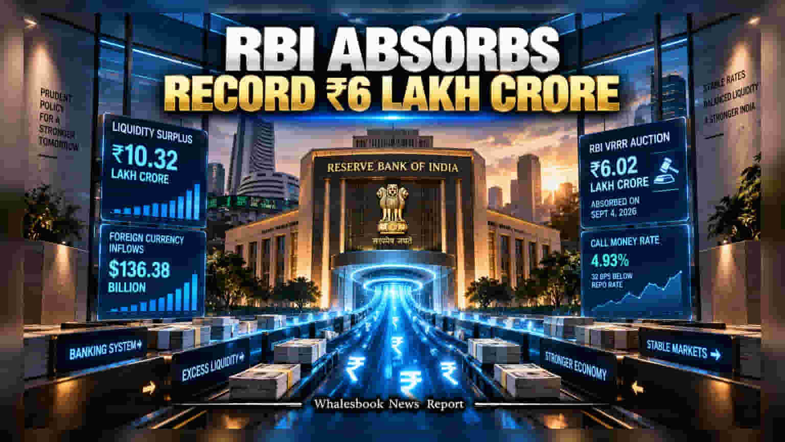 RBI चा मोठा निर्णय: बँकिंग व्यवस्थेतील **₹6 लाख कोटींची** जादा रोकड शोषून घेतली!